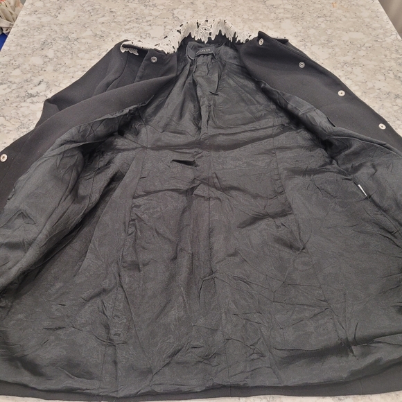 Zara Black Overcoat Jacket with White Lace Accents Women's XSmall - Picture 7 of 11